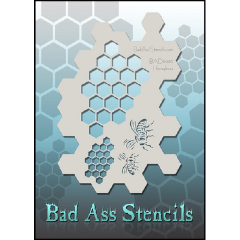 Bad Ass Stencils Full Size Honeybuzz Airbrush Design 4596